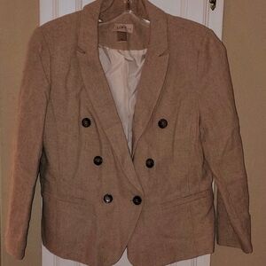 Women's Ann Taylor Loft Tan Blazer.Size 4 Petite. Business Casual. Very Nice Con